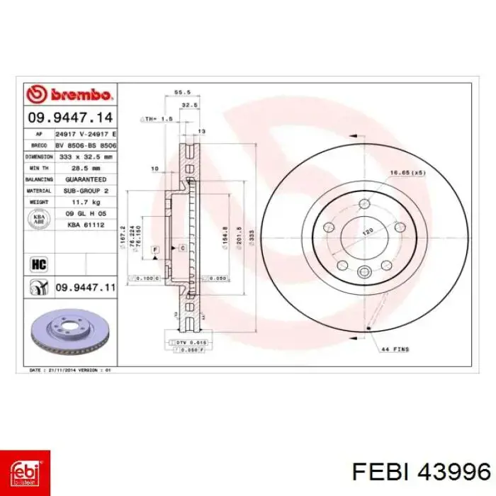 Купити 43996 Febi Ротор гальмівний
