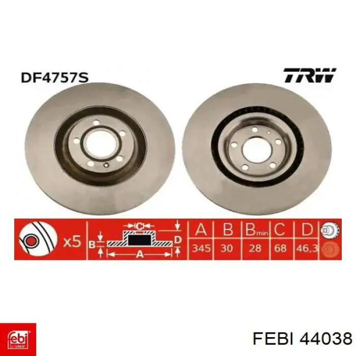 Купити 44038 Febi Ротор гальмівний