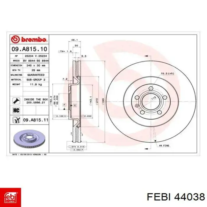 Гальмівні диски передні 44038 Febi