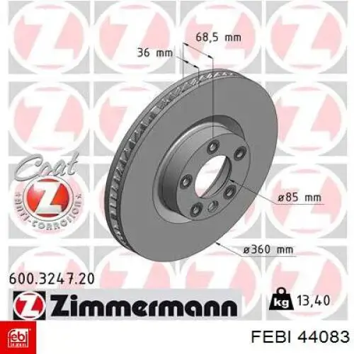 Гальмівні диски передні 600324754 Zimmermann