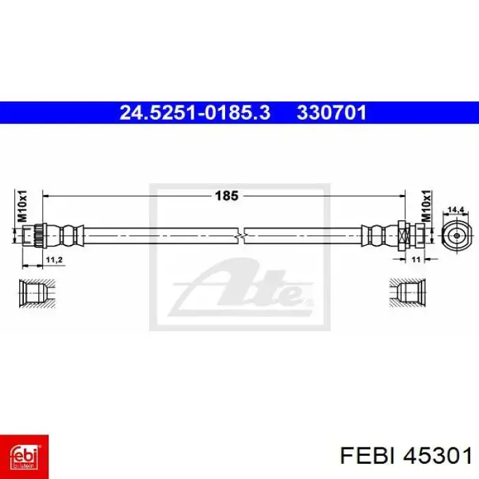 Шланг гальмівний задній 45301 Febi