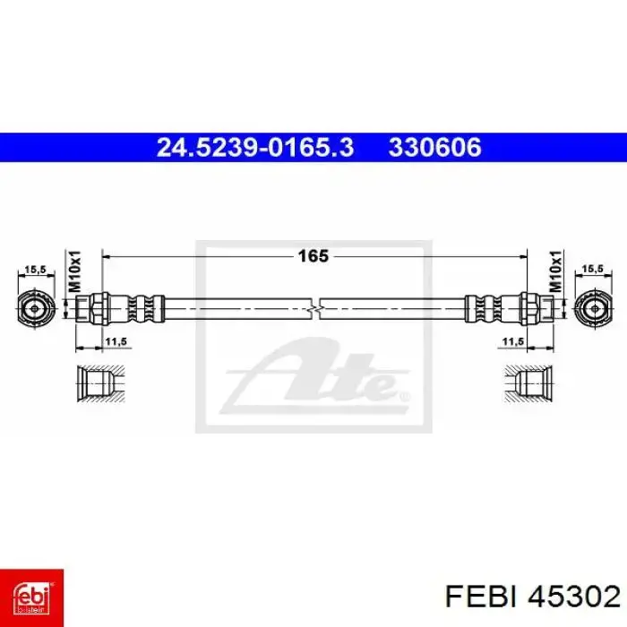 Купити 45302 Febi Шланг гальмівний задній