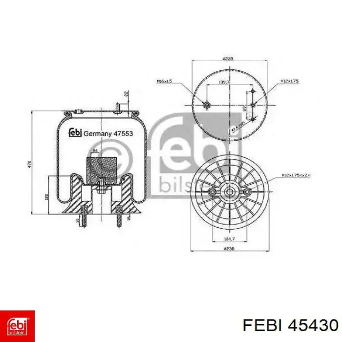 Купити RML75071 Blacktech Пневмоподушка/Пневморессора моста
