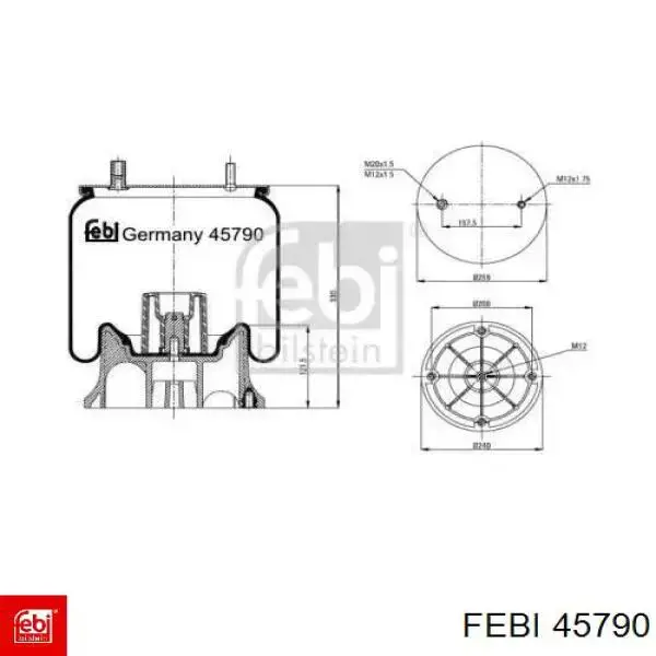 Пневмоподушка/Пневморессора моста 45790 Febi