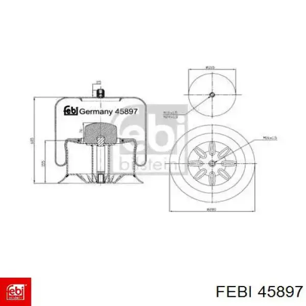 Пневмоподушка/Пневморессора моста Febi 45897 ціна, від 132.25 USD