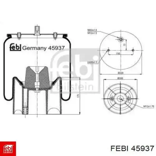 Пневмоподушка/Пневморессора моста 45937 Febi