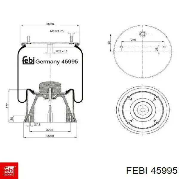 Пневмоподушка/Пневморессора моста 45995 Febi