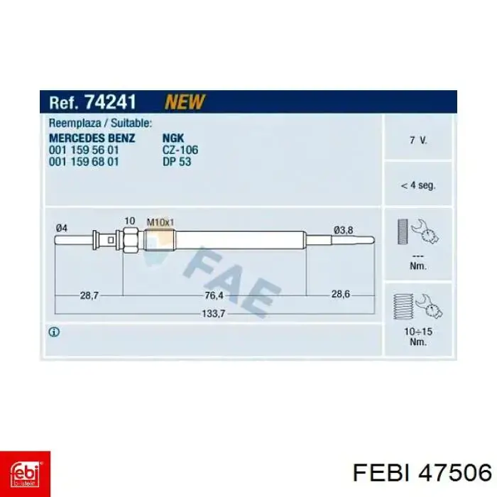 47506 Febi Свічки розжарювання
