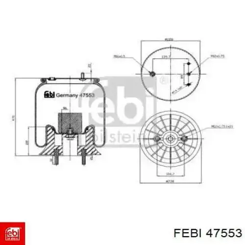 Пневмоподушка/Пневморессора моста заднього 47553 Febi