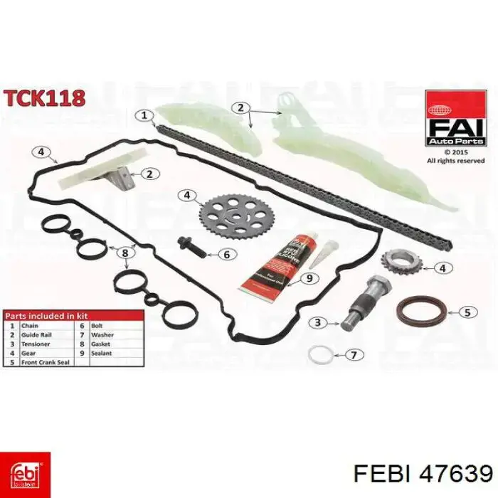 Комплект ланцюга ГРМ 47639 Febi