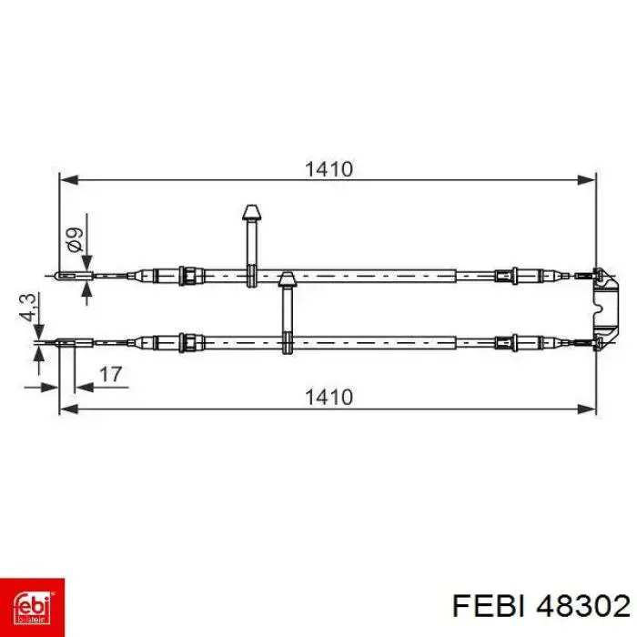 Трос ручного гальма задній, правий/лівий Febi 48302 ціна, від 11.99 USD