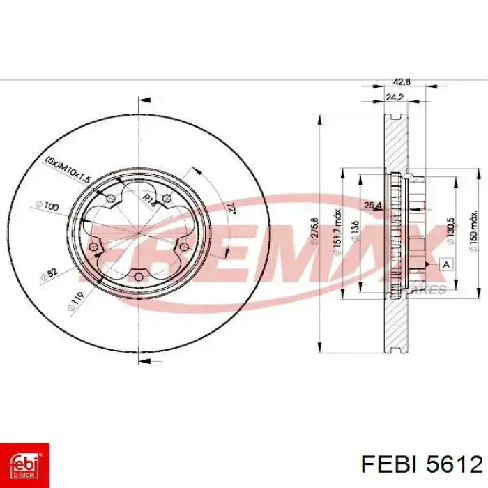 Ролик натягувача ременя ГРМ 5612 Febi