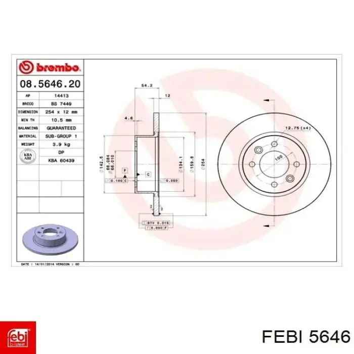 Диск переднього гальма Febi 5646 ціна, від 29.20 USD