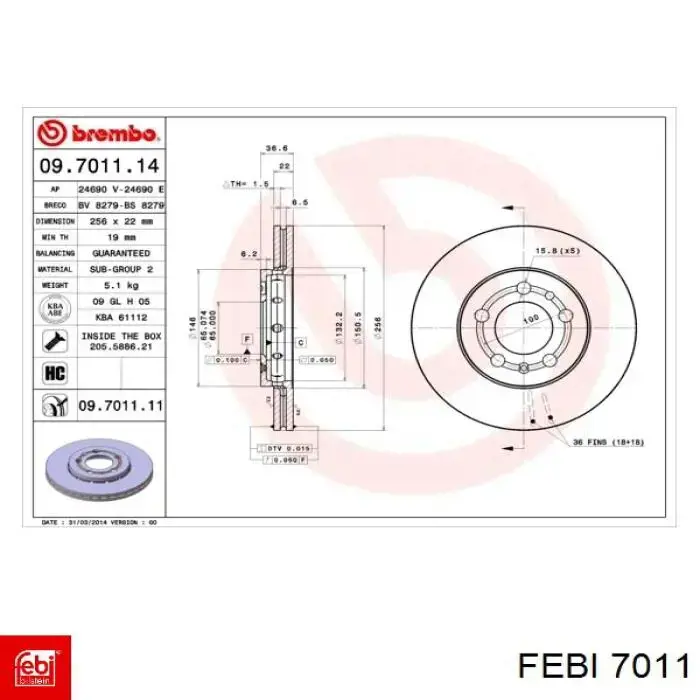 Ліва подушка двигуна Febi 7011 ціна, від 47.33 USD