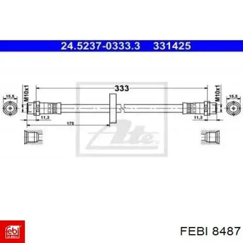 Шланг гальмівний передній Febi 8487 ціна, від 5.07 USD