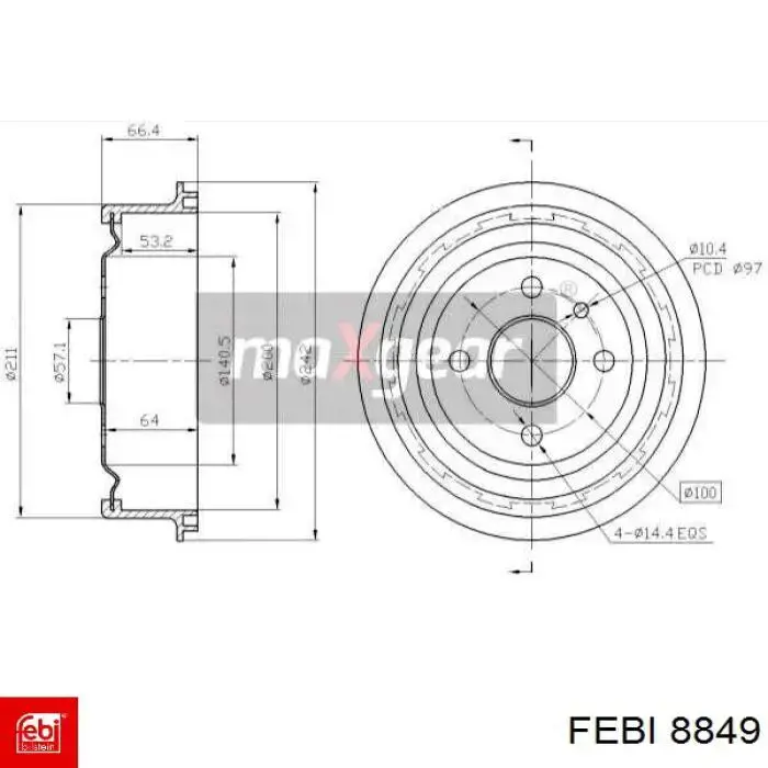 Барабан гальмівний задній Febi 8849 ціна, від 20.10 USD