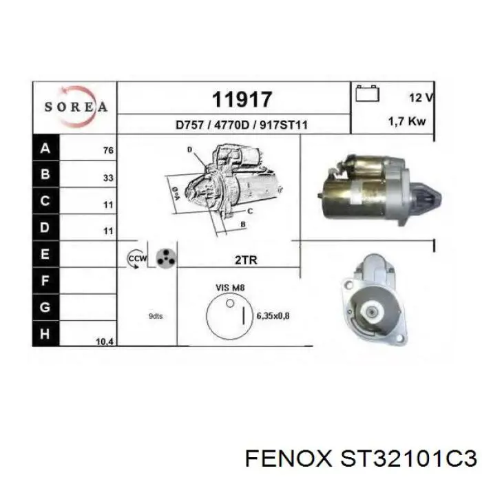 Стартер Fenox ST32101C3 ціна, від 53.16 USD