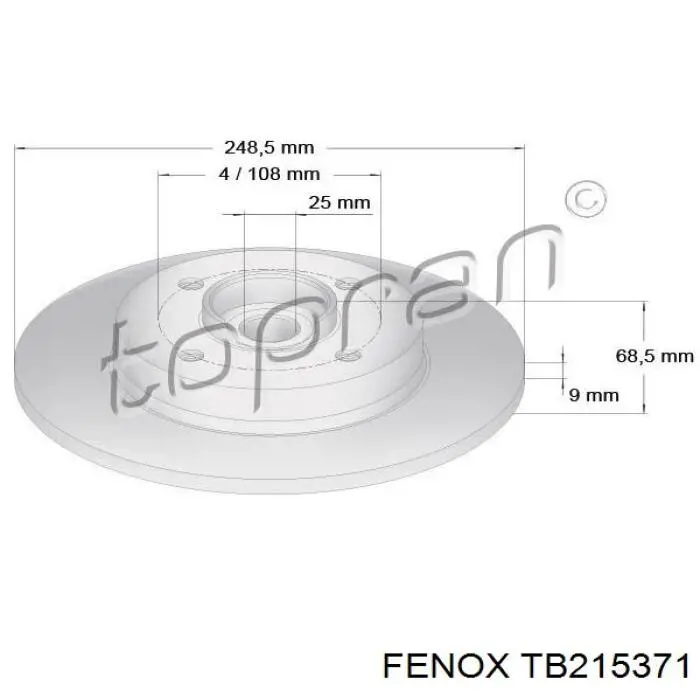 TB215371 Fenox диск гальмівний задній