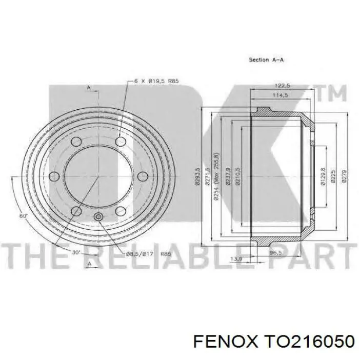 TO216050 Fenox барабан гальмівний задній