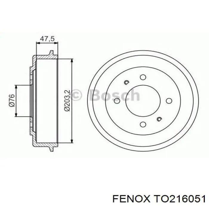 TO216051 Fenox барабан гальмівний задній