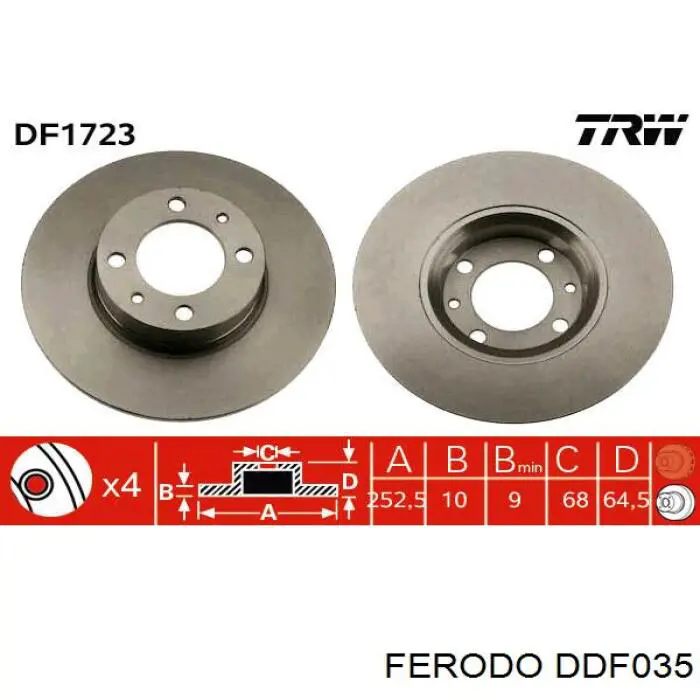 DDF035 Ferodo диск гальмівний передній