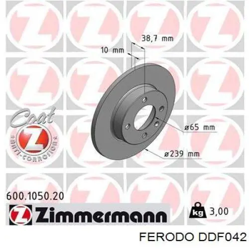 Диск переднього гальма Ferodo DDF042 ціна, від 17.21 USD
