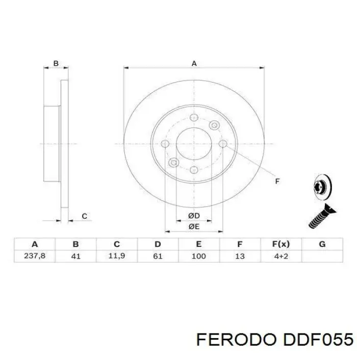 Диск гальмівний передній Ferodo DDF055