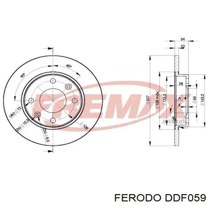 Диск переднього гальма Ferodo DDF059 ціна, від 22.12 USD