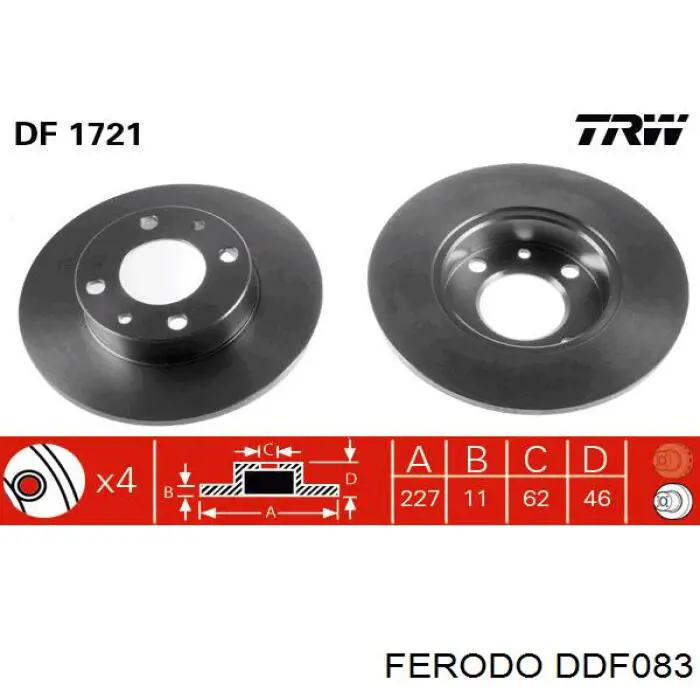 Диск переднього гальма Ferodo DDF083 ціна, від 17.90 USD
