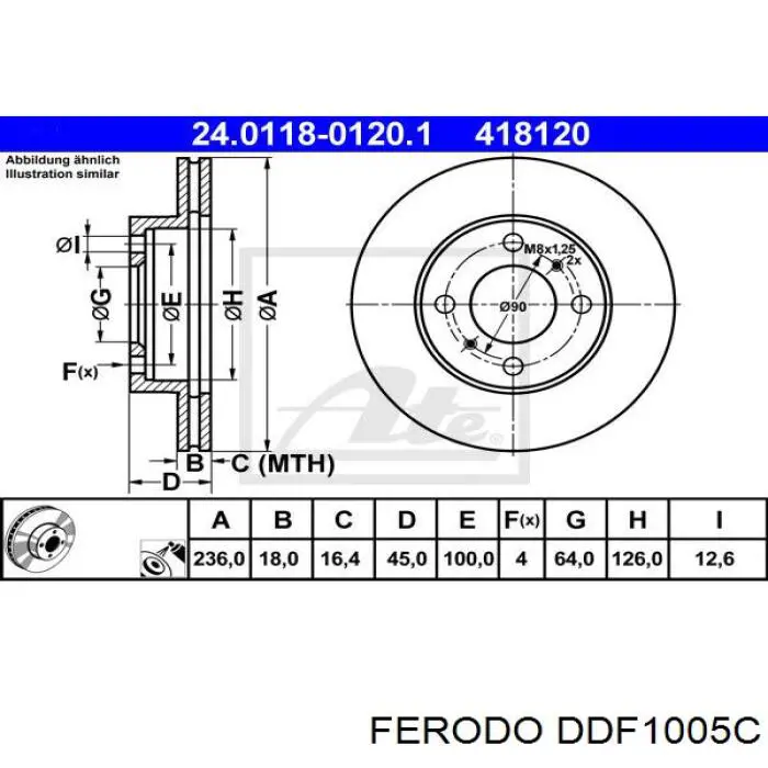DDF1005C Ferodo диск гальмівний передній