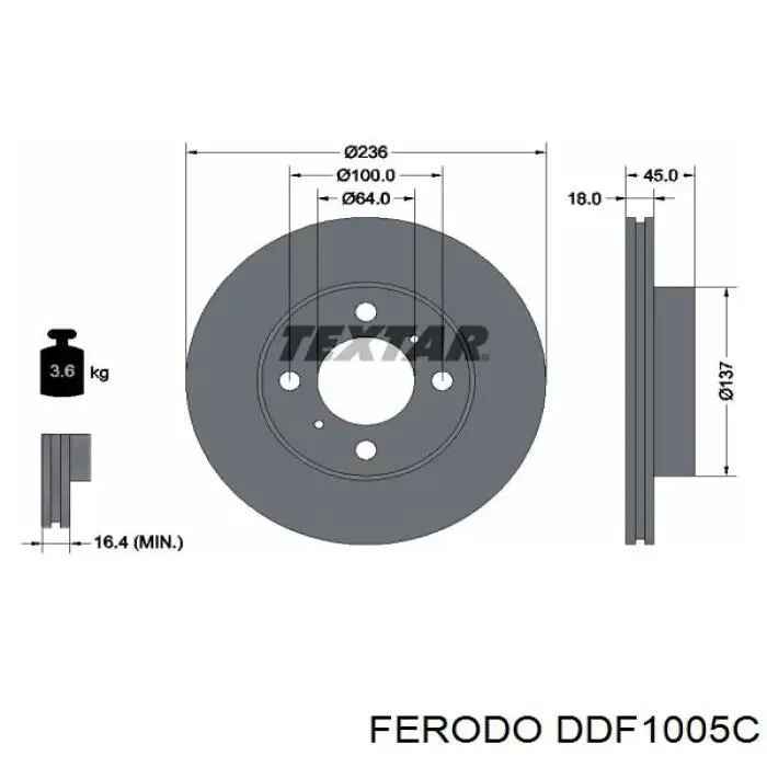 Диск переднього гальма Ferodo DDF1005C ціна, від 25.50 USD