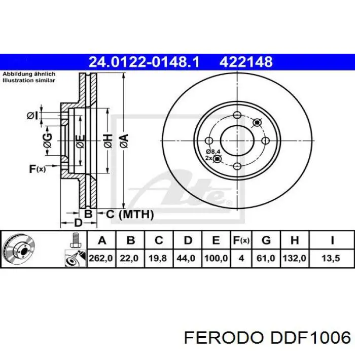 DDF1006 Ferodo диск гальмівний передній