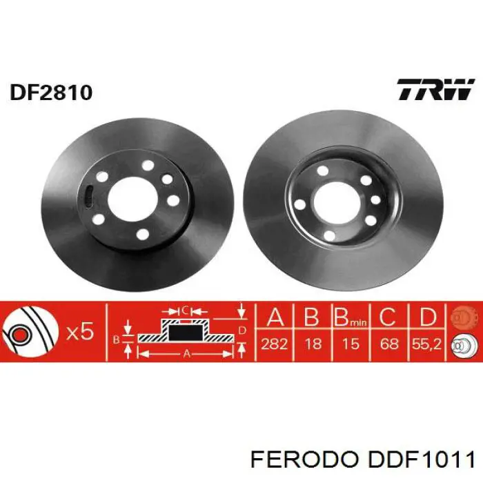 Диск переднього гальма Ferodo DDF1011 ціна, від 41.59 USD