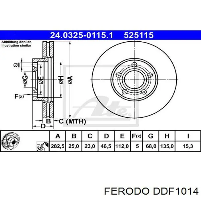 Диск переднього гальма Ferodo DDF1014 ціна, від 41.83 USD