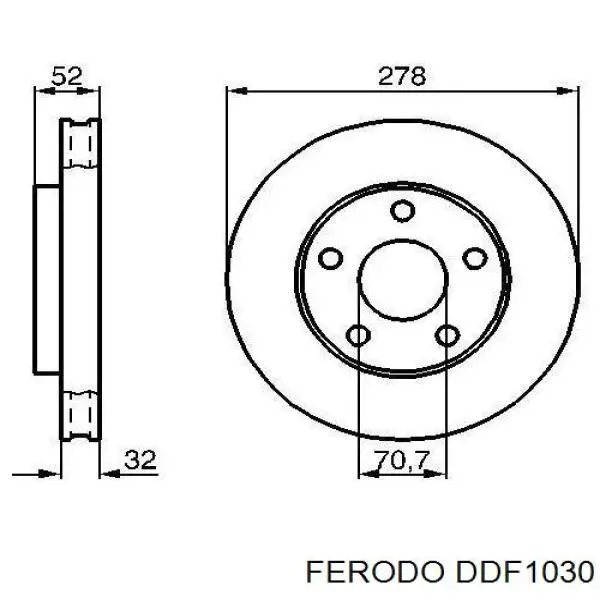 Диск переднього гальма Ferodo DDF1030 ціна, від 33.36 USD