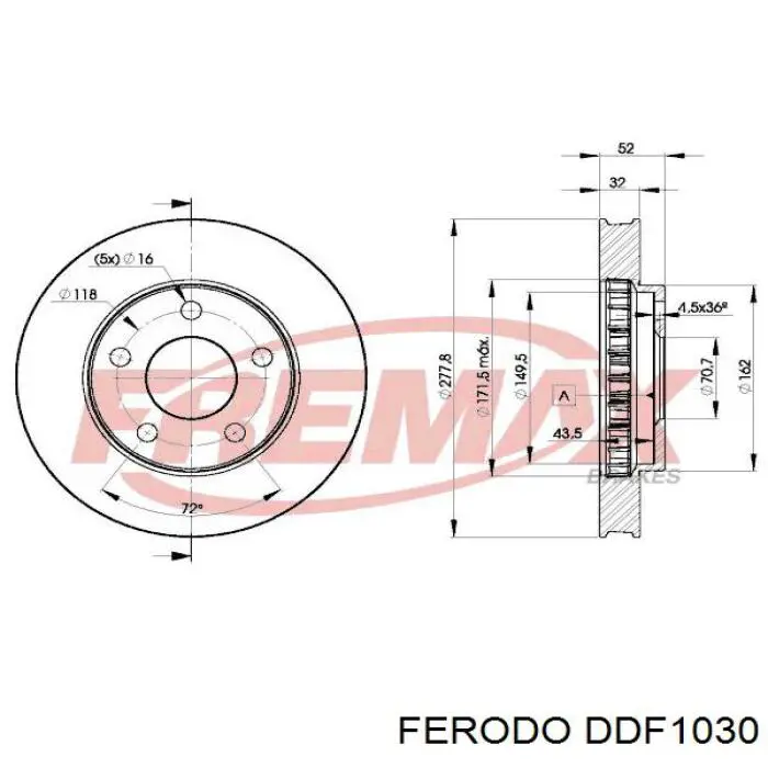 Гальмівні диски передні DDF1030 Ferodo