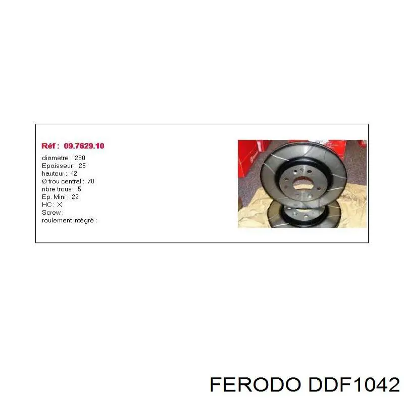Гальмівні диски передні DDF1042 Ferodo
