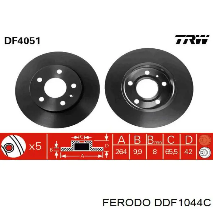 DDF1044C Ferodo Дискові гальма