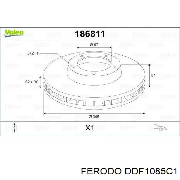 Диск переднього гальма Ferodo DDF1085C1 ціна, від 77.18 USD