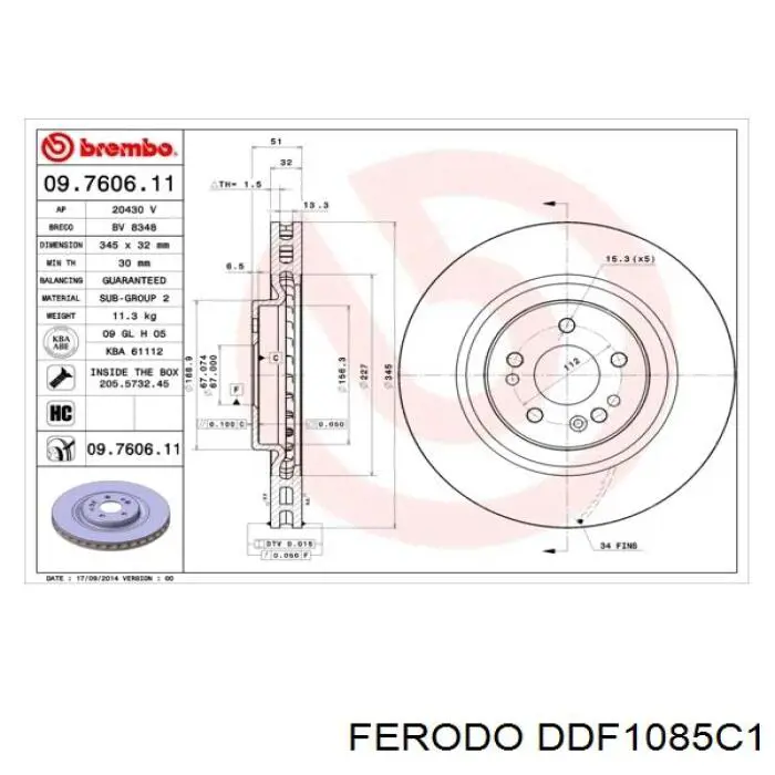 Купити DDF1085C1 Ferodo Ротор гальмівний