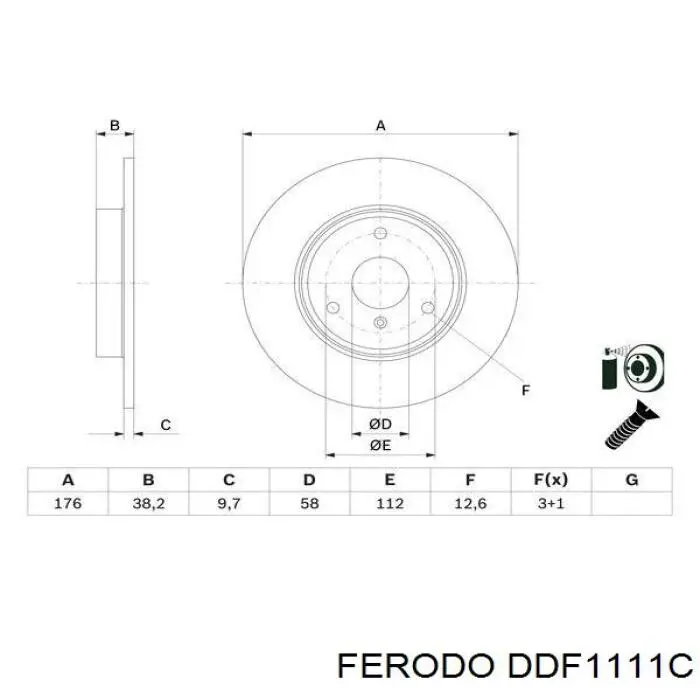 DDF1111C Ferodo Гальмо дискове переднє