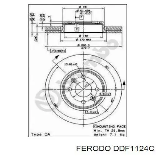 DDF1124C Ferodo Гальмо дискове переднє