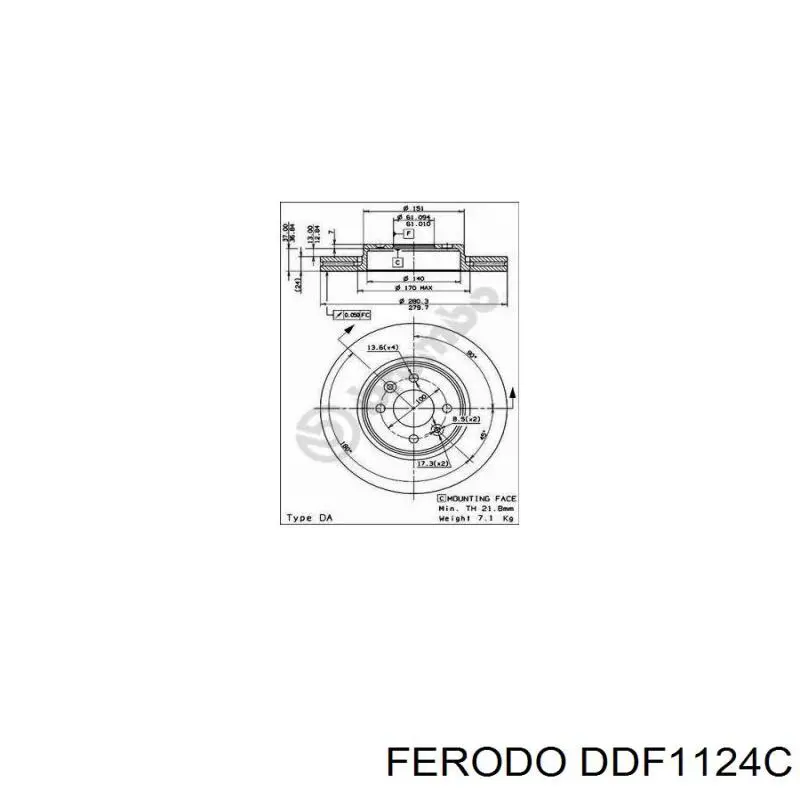 Диск переднього гальма Ferodo DDF1124C ціна, від 47.53 USD