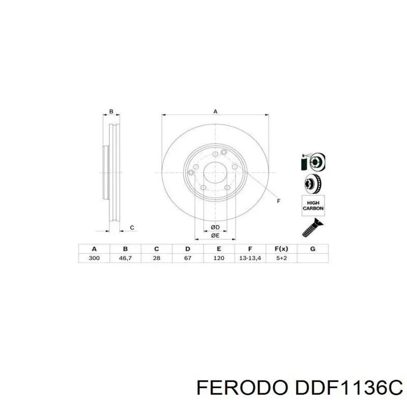 Гальмівні диски передні DDF1136C Ferodo