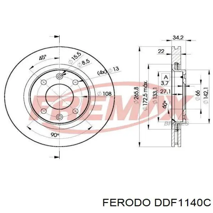 DDF1140C Ferodo диск гальмівний передній