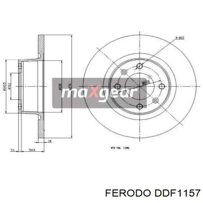 Купити DDF1157 Ferodo Диск заднього гальма