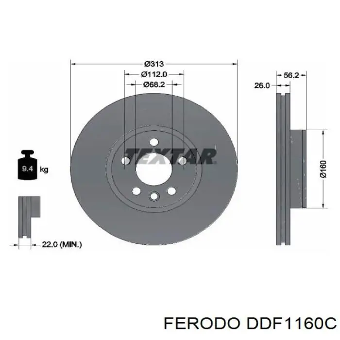 DDF1160C Ferodo Гальмо дискове переднє