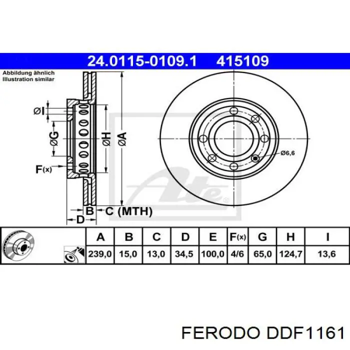 DDF1161 Ferodo диск гальмівний передній