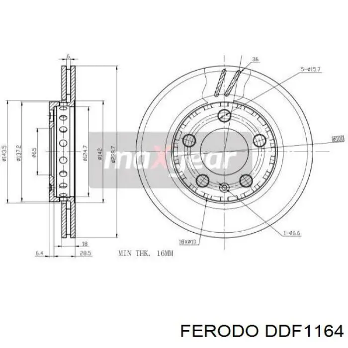 Диск гальмівний передній Ferodo DDF1164