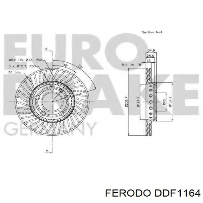 Купити DDF1164 Ferodo Ротор гальмівний